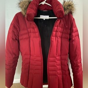 Calvin Klein Red puffy down parka
